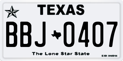 TX license plate BBJ0407