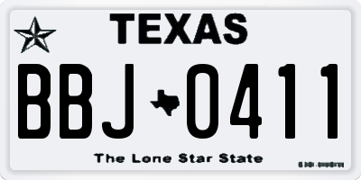 TX license plate BBJ0411