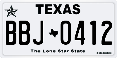 TX license plate BBJ0412