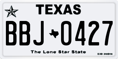 TX license plate BBJ0427