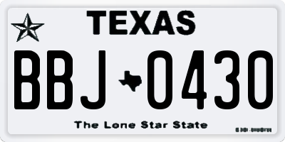 TX license plate BBJ0430