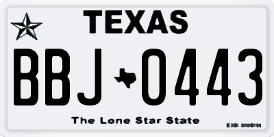 TX license plate BBJ0443
