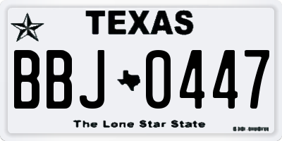 TX license plate BBJ0447