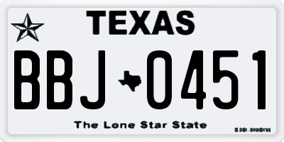 TX license plate BBJ0451