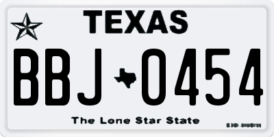 TX license plate BBJ0454