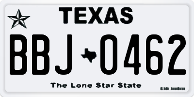 TX license plate BBJ0462