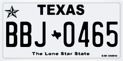 TX license plate BBJ0465
