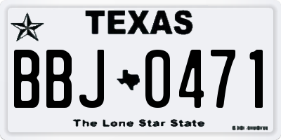 TX license plate BBJ0471