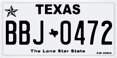 TX license plate BBJ0472