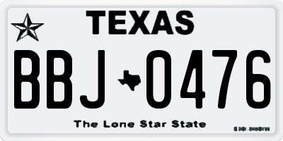 TX license plate BBJ0476