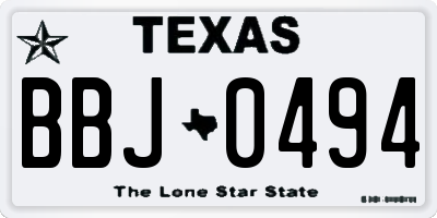 TX license plate BBJ0494