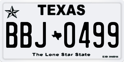 TX license plate BBJ0499