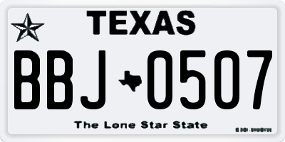 TX license plate BBJ0507