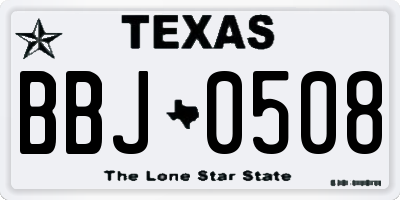 TX license plate BBJ0508