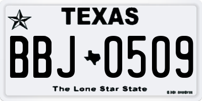 TX license plate BBJ0509
