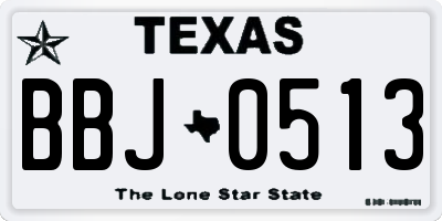 TX license plate BBJ0513