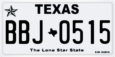 TX license plate BBJ0515