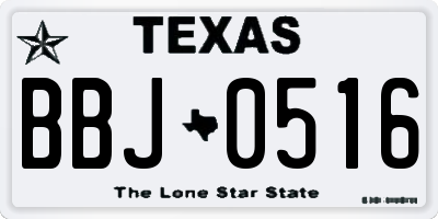 TX license plate BBJ0516