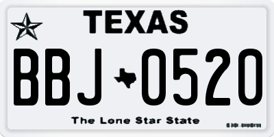 TX license plate BBJ0520