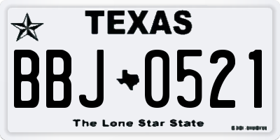 TX license plate BBJ0521