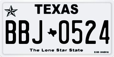 TX license plate BBJ0524