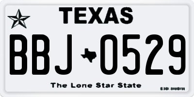 TX license plate BBJ0529