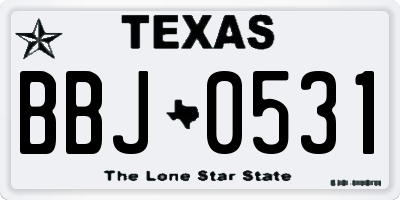 TX license plate BBJ0531