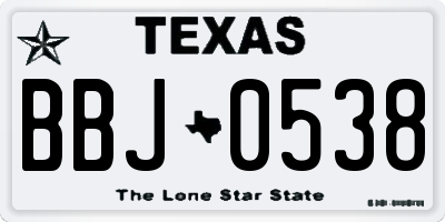 TX license plate BBJ0538