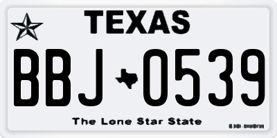 TX license plate BBJ0539