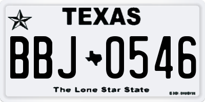 TX license plate BBJ0546