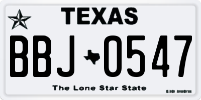 TX license plate BBJ0547