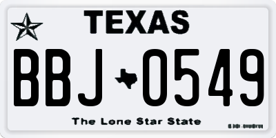 TX license plate BBJ0549