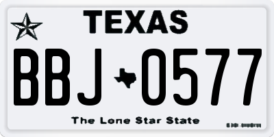 TX license plate BBJ0577