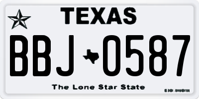 TX license plate BBJ0587