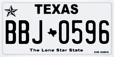 TX license plate BBJ0596