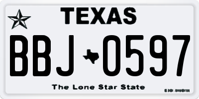 TX license plate BBJ0597