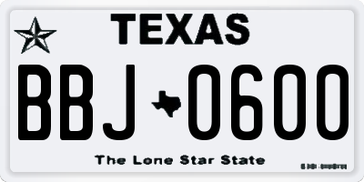 TX license plate BBJ0600