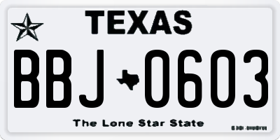 TX license plate BBJ0603