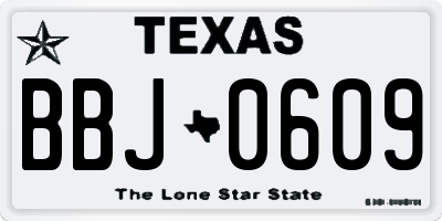 TX license plate BBJ0609