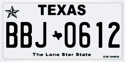 TX license plate BBJ0612