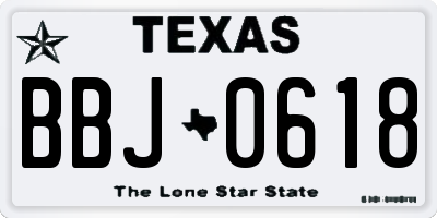 TX license plate BBJ0618