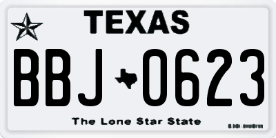 TX license plate BBJ0623