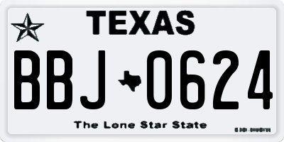 TX license plate BBJ0624