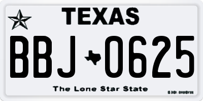 TX license plate BBJ0625
