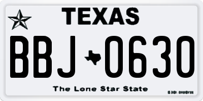 TX license plate BBJ0630