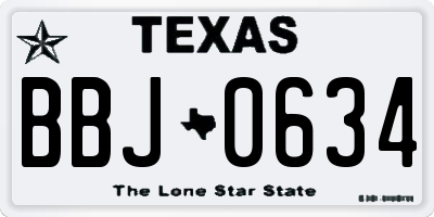 TX license plate BBJ0634