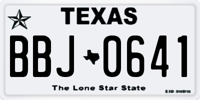 TX license plate BBJ0641