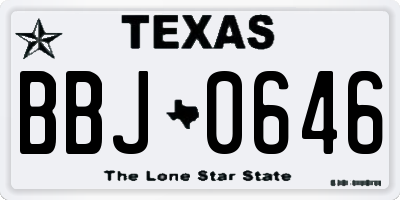 TX license plate BBJ0646
