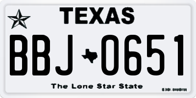 TX license plate BBJ0651