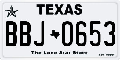 TX license plate BBJ0653